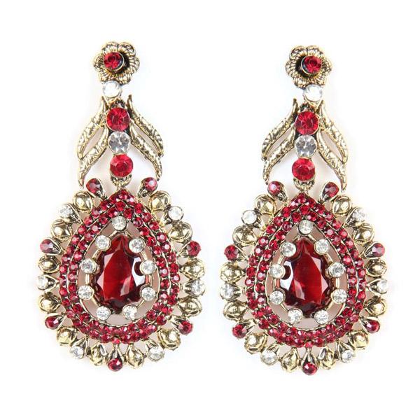 Tip Top Fashions Austrian Stone Gold Plated Dangler Earrings - 1300201