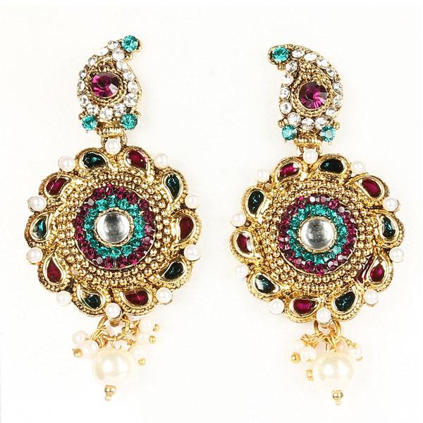 Tip Top Fashions Austrian Stone Gold Plated Dangler Earrings - 1300407