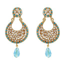 Tip Top Fashions Blue Austrian Stone Gold Plated Chandbali Earrings - 1300908