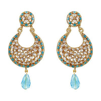 Tip Top Fashions Blue Austrian Stone Gold Plated Chandbali Earrings - 1300908