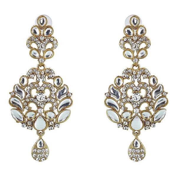 Tip Top Fashions Gold Plated Kundan Austrian Stone Dangler Earrings - 1300918