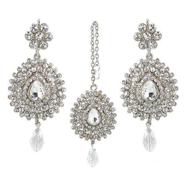 Soha Fashion Stone Dangler Earrings With Maang Tikka - 1300921