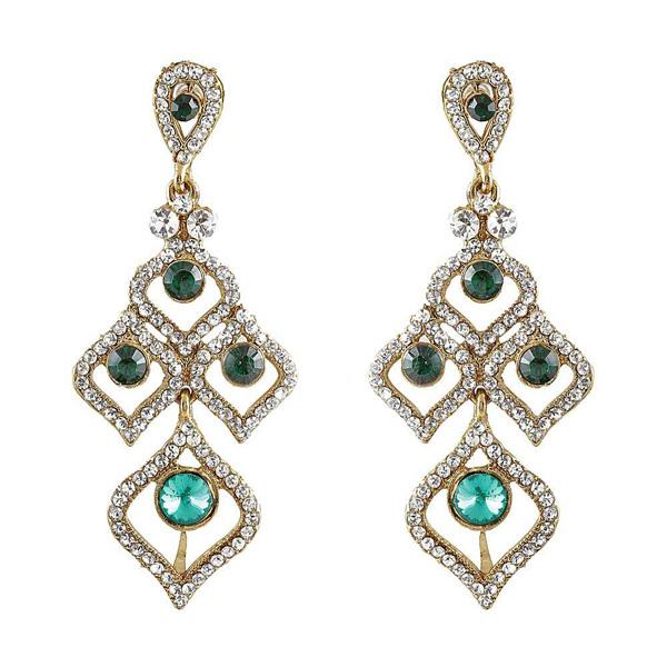 Tip Top Fashions Gold Plated White Austrian Stone Dangler Earrings - 1300926