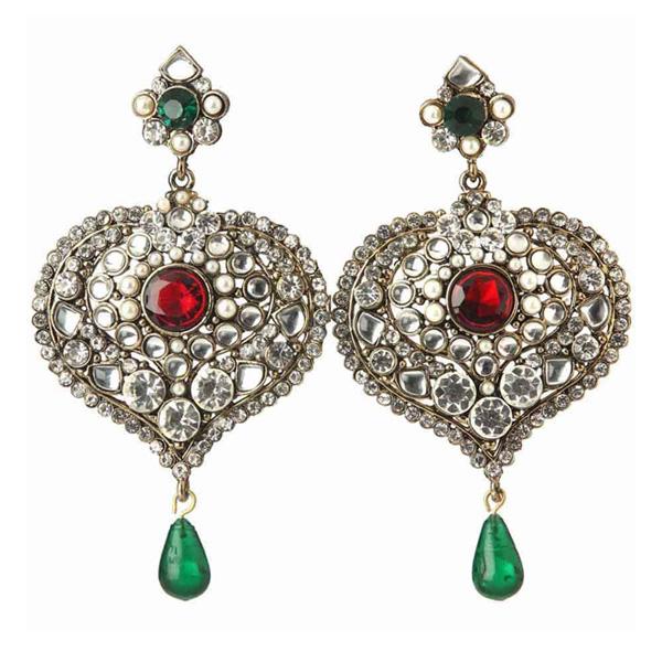 Tip Top Fashions Austrian Stone Gold Plated Dangler Earrings - 1301003
