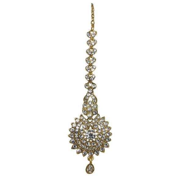 Soha Fashion White Stone Gold Plated Maang Tikka - 1501609