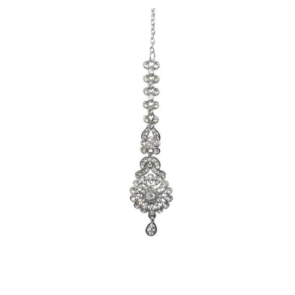 Soha Fashion White Austrian Stone Silver Plated Maang Tikka - 1501612