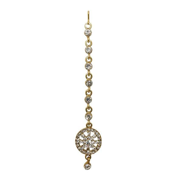 Soha Fashion White Austrian Stone Gold Plated Maang Tikka - 1501601E