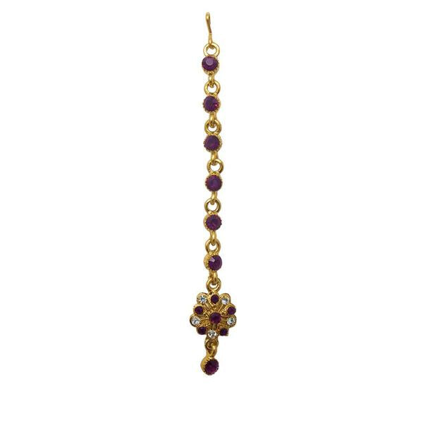 Soha Fashion Purple Austrian Stone Gold Plated Maang Tikka - 1501603D
