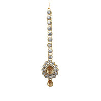 Soha Fashion White Austrian Stone Gold Plated Maang Tikka - 1501604A