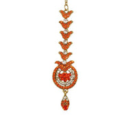 Soha Fashion Orange Austrian Stone Gold Plated Maang Tikka - 1501605F