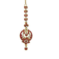 Soha Fashion Maroon Austrian Stone Gold Plated Maang Tikka - 1501606D
