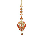 Soha Fashion Orange Austrian Stone Gold Plated Maang Tikka - 1501606E