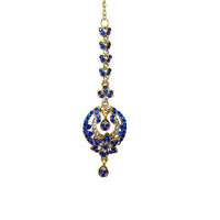 Soha Fashion Blue Austrian Stone Gold Plated Maang Tikka - 1501606G