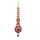 Soha Fashion Red Austrian Stone Gold Plated Maang Tikka - 1501607B