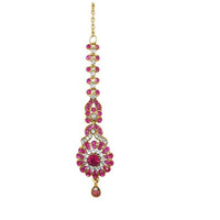 Soha Fashion Pink Austrian Stone Gold Plated Maang Tikka - 1501607C