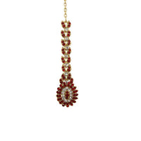 Soha Fashion Maroon Austrian Stone Gold Plated Maang Tikka - 1501608C