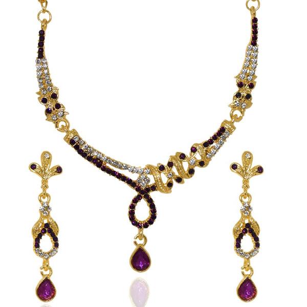 The99Jewel Purple Austrian Stone Gold Plated Necklace Set - 1103910