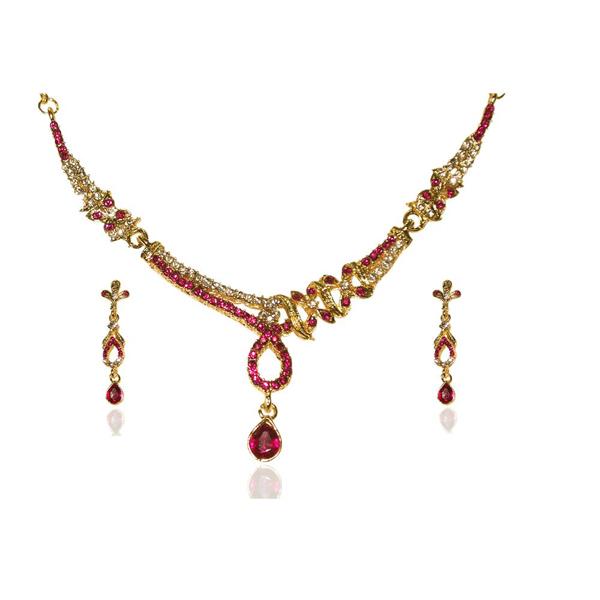 The99Jewel Pink Austrian Stone Gold Plated Necklace Sets - 1103911