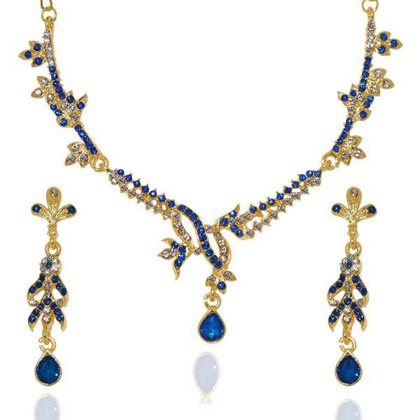The99Jewel Blue Stone Gold Plated Necklace Set - 1103917