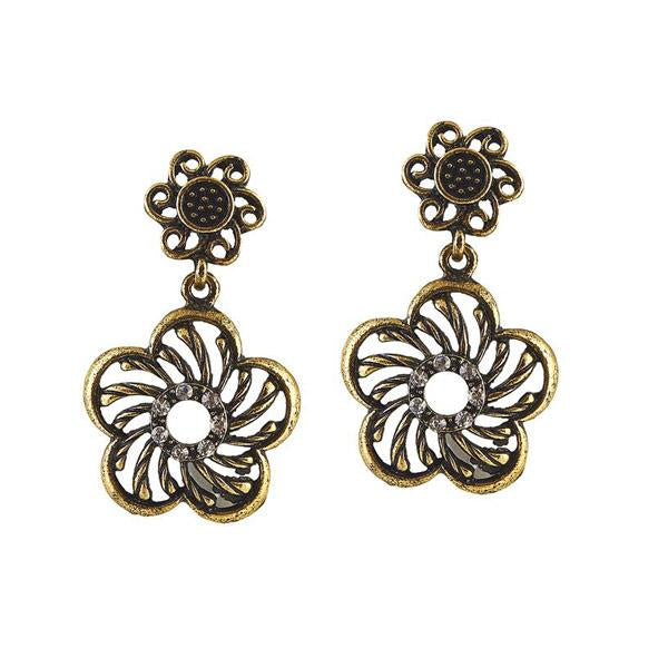 The99Jewel Stone Antique Gold Plated Dangler Earring - 1306501
