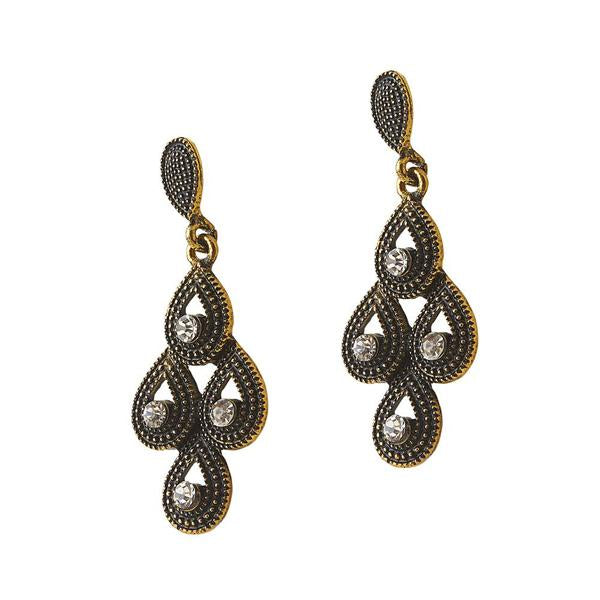 The99Jewel Stone Antique Gold Plated Dangle Earring - 1306502