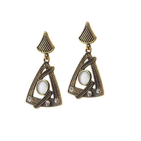 The99Jewel Stone Antique Gold Plated Dangler Earring - 1306505