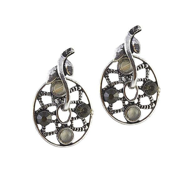 The99Jewel Stone Green Oxidised Dangler Earring - 1306526