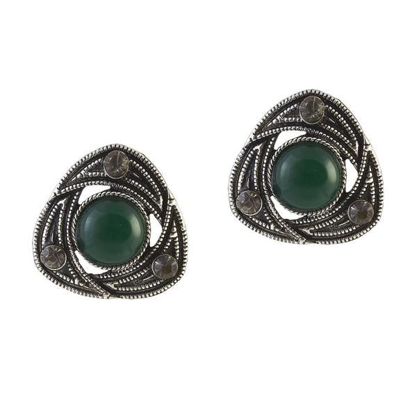 The99Jewel Austrian Stone Green Oxidised Stud Earrings - 1306528