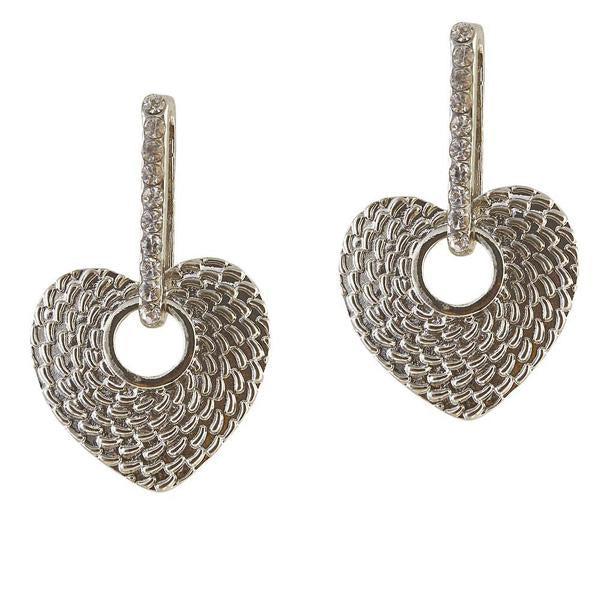 The99Jewel Austrian Stone Heart Rhodium Plated Stud Earrings - 1306625