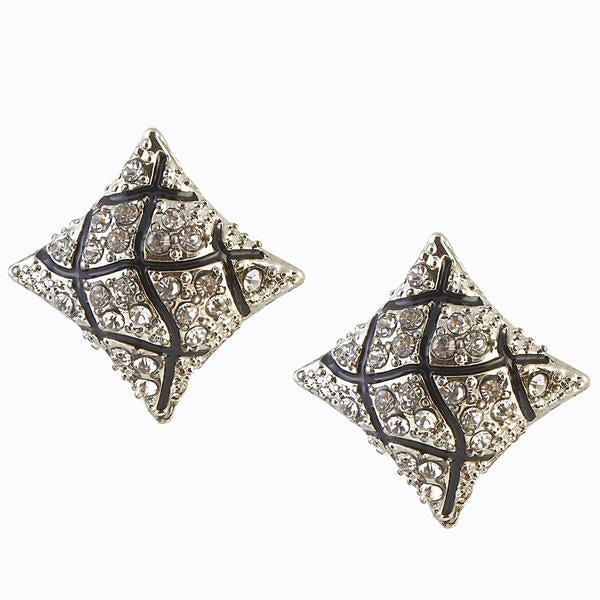 The99Jewel Stone Rhodium Plated Stud Earring - 1306630