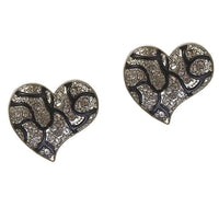 The99Jewel Stone Heart Rhodium Plated Stud Earring