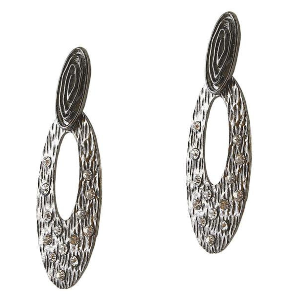 The99Jewel Stone Heart Black Oxidised Dangler Earring - 1306650