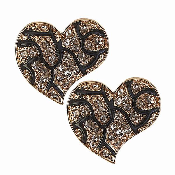 The99Jewel Stone Heart Gold Plated Stud Earring - 1306701