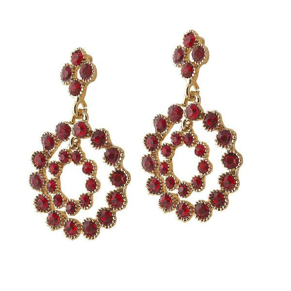 The99Jewel Red Austrian Stone Gold Plated Dangler Earrings - 1306708