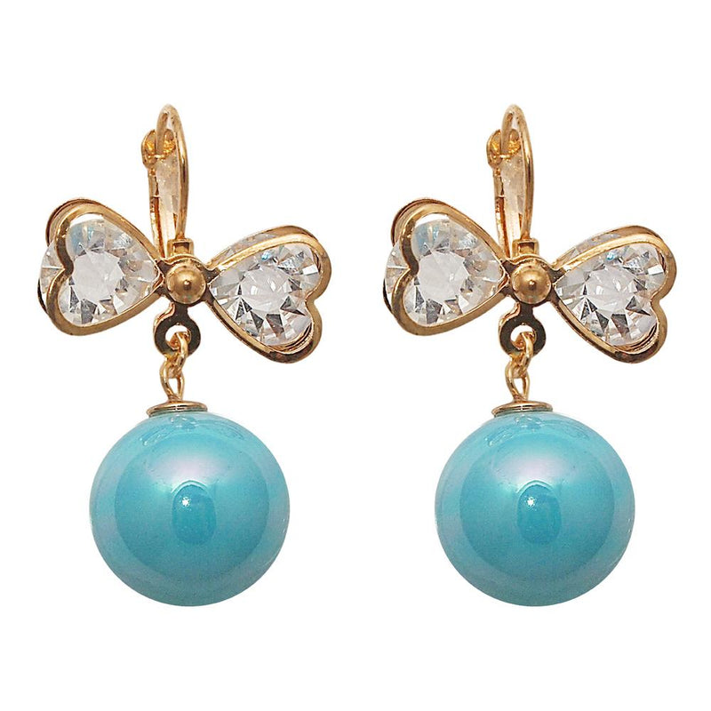 The99Jewel Blue Glass Stone Gold Plated Ball Earring - 1307963A