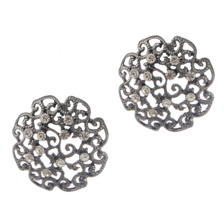The99jewel Rhodium Plated White Stone Alloy Stud Earrings - 1306611