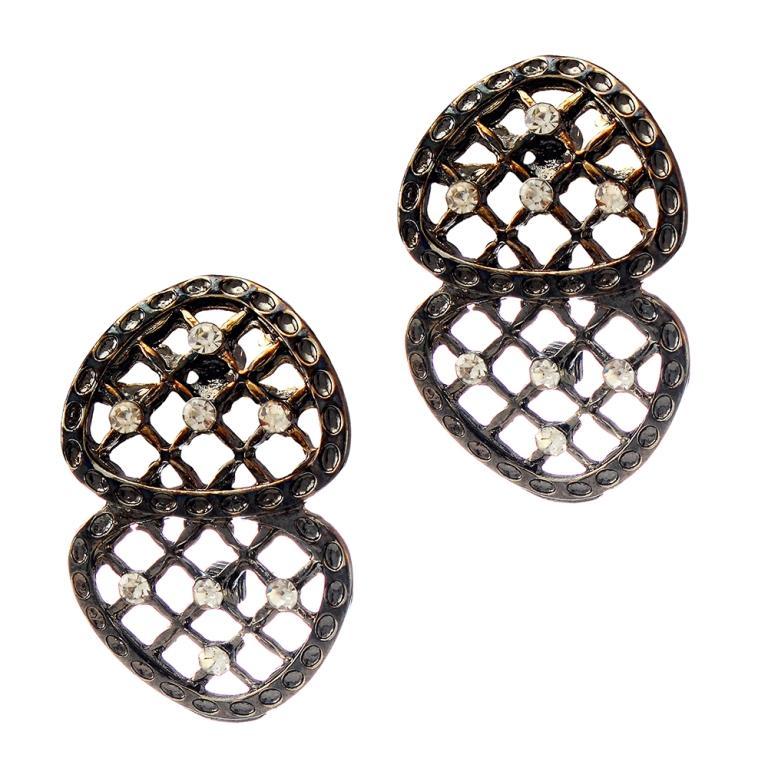 The99Jewel White Stone Rhodium Plated Alloy Studs Earrings