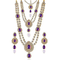 Vivant Charms Glass Stone Necklace Set With Maang Tikka - 1103607