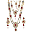 Vivant Charms Glass Stone Necklace Set With Maang Tikka - 1103608