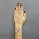 Apurva Pearls Gold Plated Stone Pearl Chain Hand Harness - 1502407