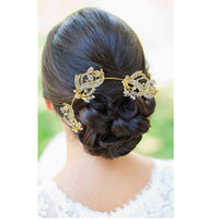 Apurva Pearls Stone Gold Plated Hair Brooch - 1502019A