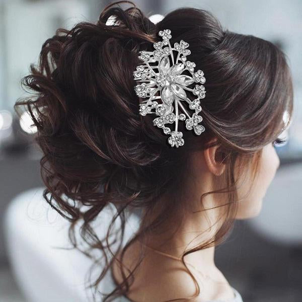 Apurva Pearls Stone Silver Plated Hair Brooch - 1502213B