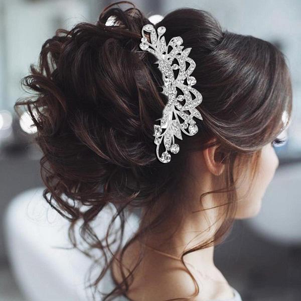 Apurva Pearls Silver Plated Stone Hair Brooch - 1502214B