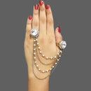 Apurva Pearls Stone Pearl Tassel Chain Double Finger Ring - 1503202B