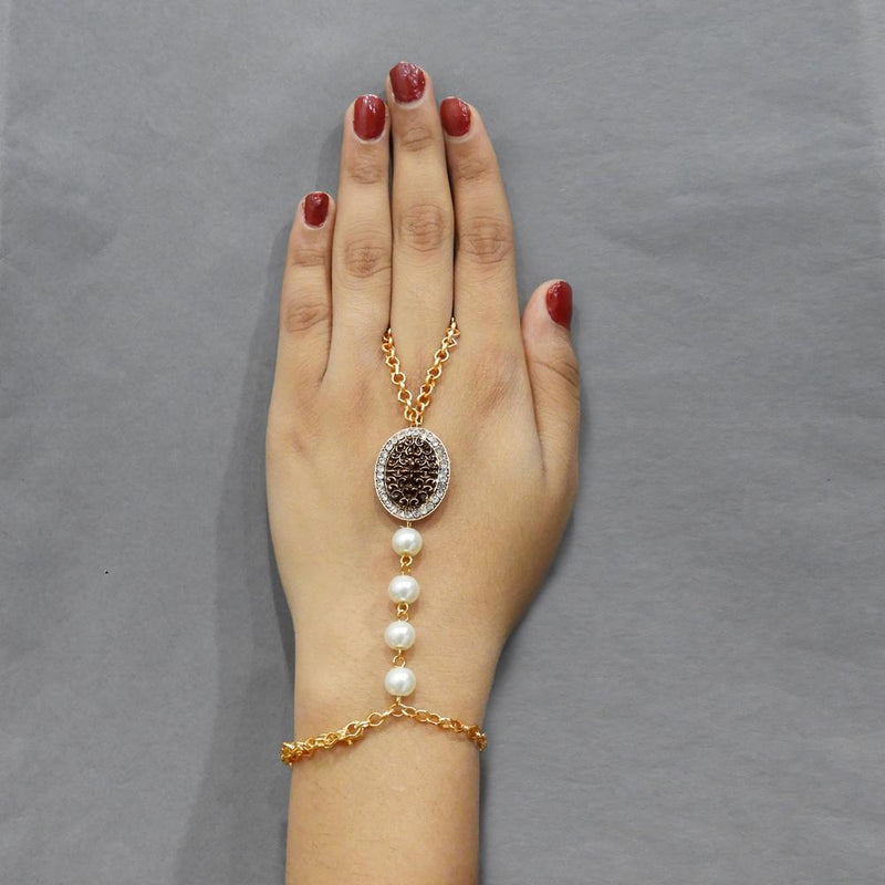 Apurva Pearls Austrian Stone And Pearl Hand Harness - 1503122