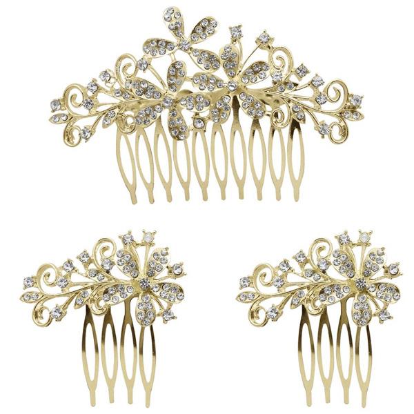 Apurva Pearls Stone Gold Plated Hair Brooch - 1502039B