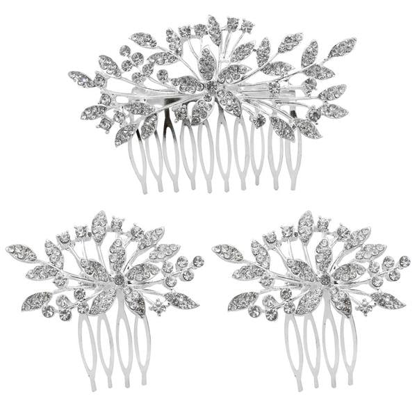 Apurva Pearls Stone Silver Plated Hair Brooch - 1502040A