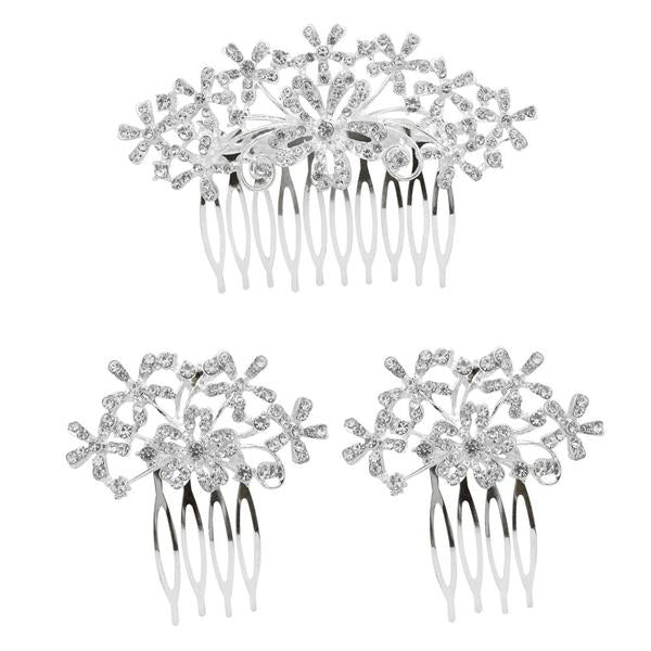 Apurva Pearls Stone Silver Plated Hair Brooch - 1502042A