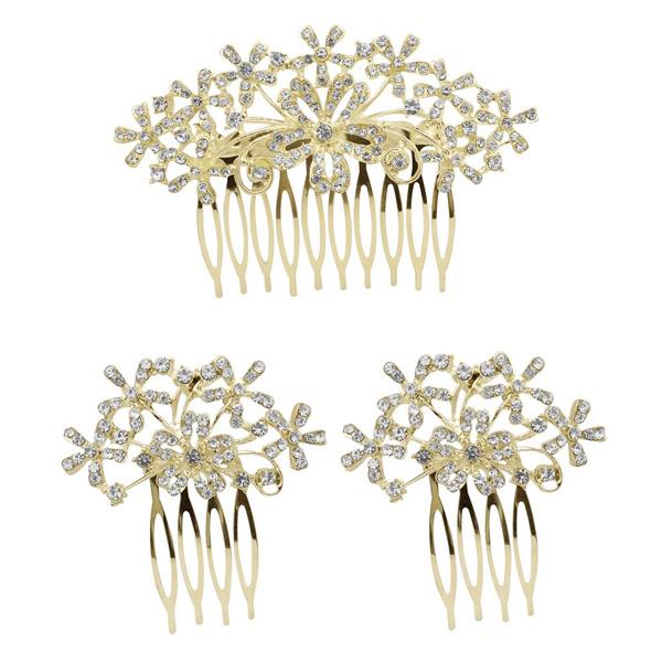 Apurva Pearls Stone Gold Plated Hair Brooch - 1502042B