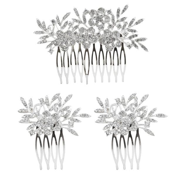 Tip Top Fashions Stone Silver Plated Hair Brooch - 1502043A